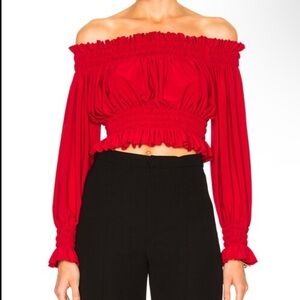 Norma Kamali Red Off-Shoulder Blouse